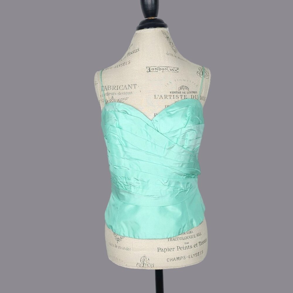 Vintage 2000s Flores & Flores Top 6 Formal Strapless Green